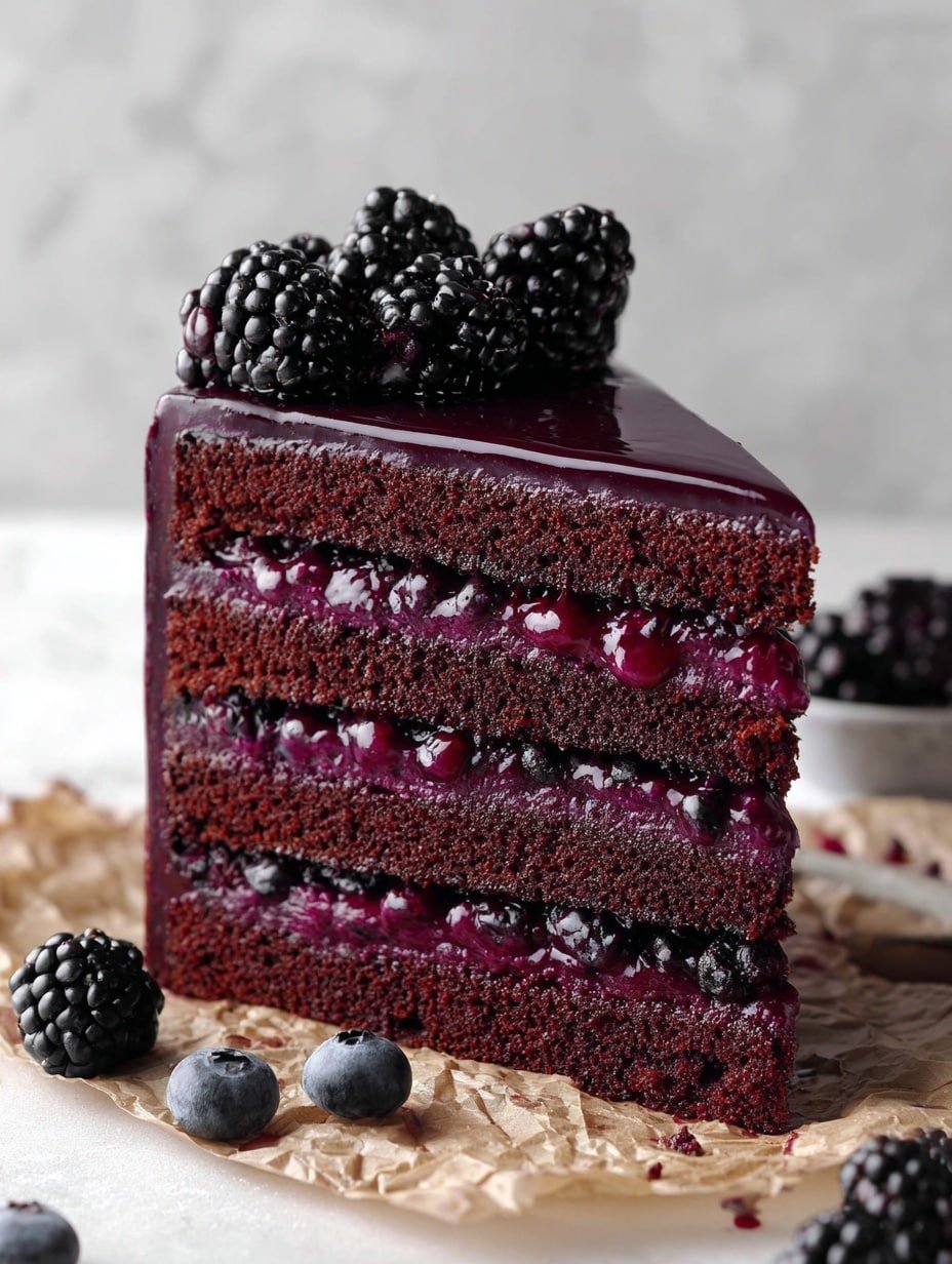 Dark Chocolate Blackberry Cake Recipe - Article Image 2 — Dark Chocolate Blackberry Cake, Chocolate Blackberry Cake, Blackberries and Dark Chocolate Dessert, Gourmet Blackberry Cake Recipe, Moist BlackBerry Chocolate Cake