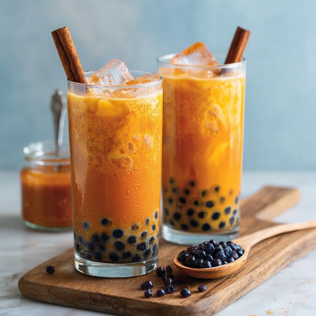 Thai Iced Tea with Boba Recipe - Article Image 1 — Thai Iced Tea with Boba, Thai Iced Tea recipe, Boba tea at home, Thai tea with tapioca pearls, Homemade Thai milk tea