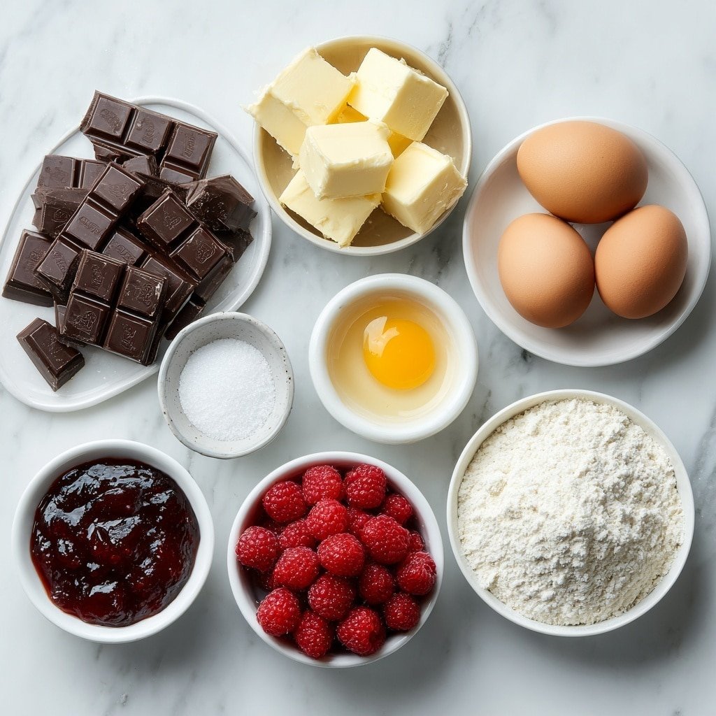 Raspberry Chocolate Lava Cupcakes Recipe - Ingredients Image — Raspberry Chocolate Lava Cupcakes, chocolate lava cupcakes with raspberries, molten chocolate cupcake recipe, raspberry-filled chocolate cupcakes, easy lava cupcake recipe