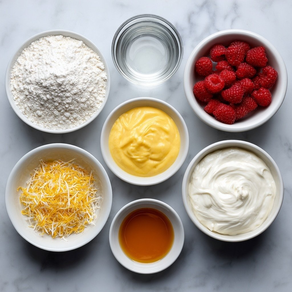 Raspberry Lemon Angel Food Cupcakes Recipe - Ingredients Image — Raspberry Lemon Angel Food Cupcakes, light angel food cupcake recipes, lemon raspberry dessert ideas, airy cupcake with lemon curd, fruity summer cupcake recipes