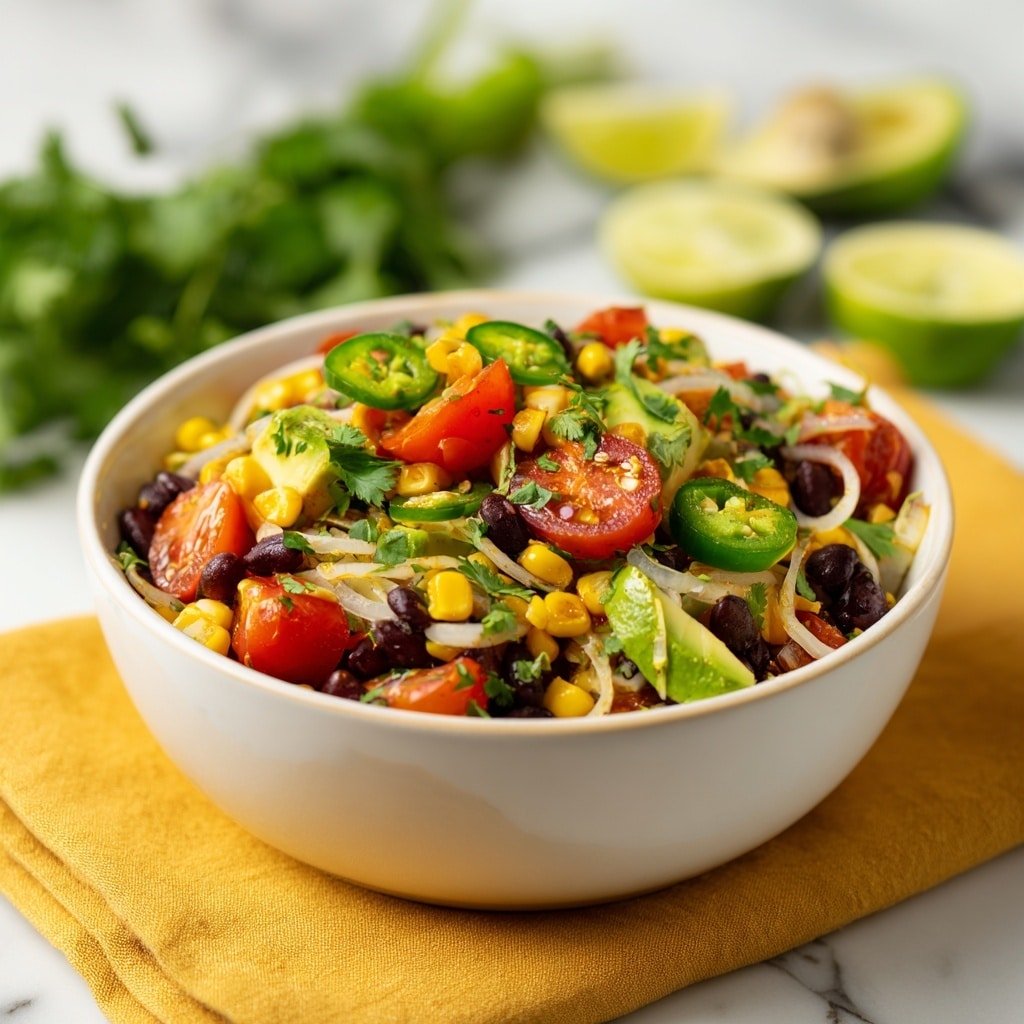 Black Bean Corn Salad with Lime Dressing Recipe - Article Image 1 — Black Bean Corn Salad with Lime Dressing,Healthy corn and black bean salad,Easy vegetarian salad recipes,Fresh lime dressing salad,Quick summer salad ideas