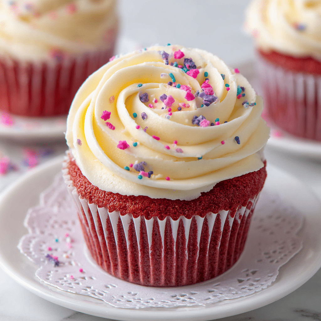 Pink Velvet Cupcakes with Cream Cheese Frosting Recipe - Article Image 2 — Pink Velvet Cupcakes with Cream Cheese Frosting, pink velvet cupcake recipe, easy red velvet cupcakes, moist pink cupcakes with frosting, celebration cupcake ideas