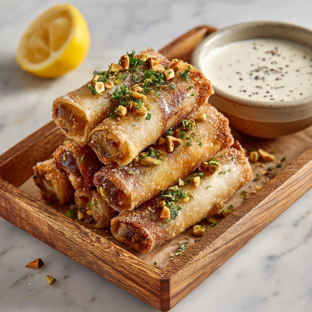 Msakhan Egg Rolls with Sumac and Chicken Recipe - Article Image 2 — Msakhan Egg Rolls with Sumac and Chicken, Middle Eastern appetizer recipes, Palestinian-inspired snacks, crispy egg roll ideas, flavorful chicken appetizers