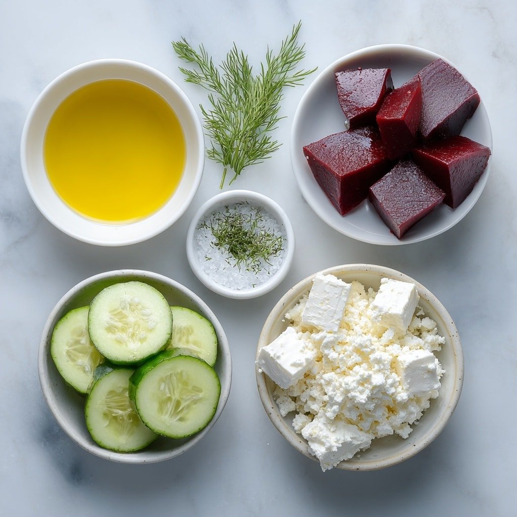 Beet Feta Salad with Cucumber and Dill Recipe - Ingredients Image — Beet Feta Salad with Cucumber and Dill, beet feta salad, easy beet salad, healthy beet salad recipe, fresh cucumber dill salad