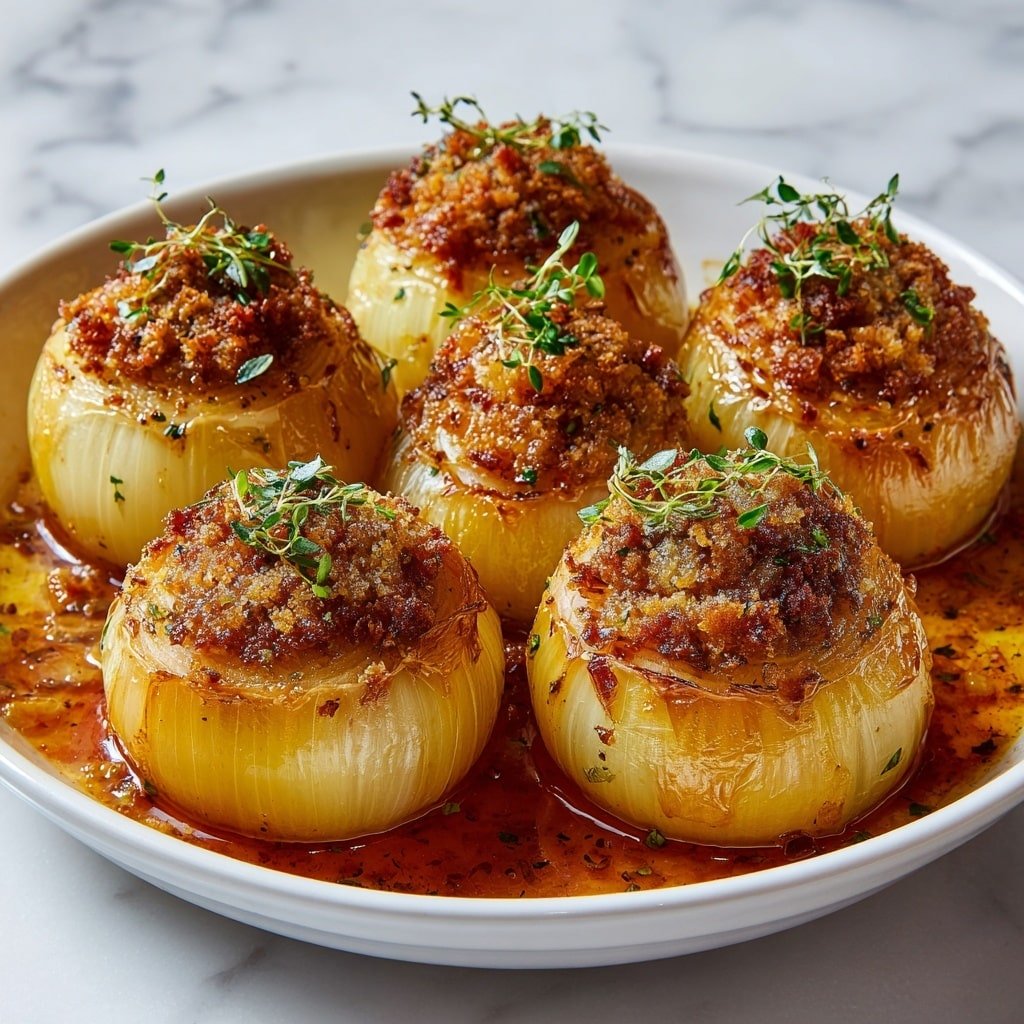 Greek Stuffed Onions Recipe - Article Image 2 — Greek Stuffed Onions, Greek Stuffed Onions Recipe, Stuffed Onion appetizer, Greek cuisine recipes, Mediterranean stuffed onion dish