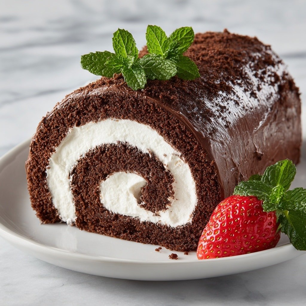 Vegan Chocolate Swiss Roll Recipe - Article Image 1 — Vegan Chocolate Swiss Roll, vegan chocolate cake, plant-based Swiss roll, dairy-free chocolate sponge, vegan dessert recipes
