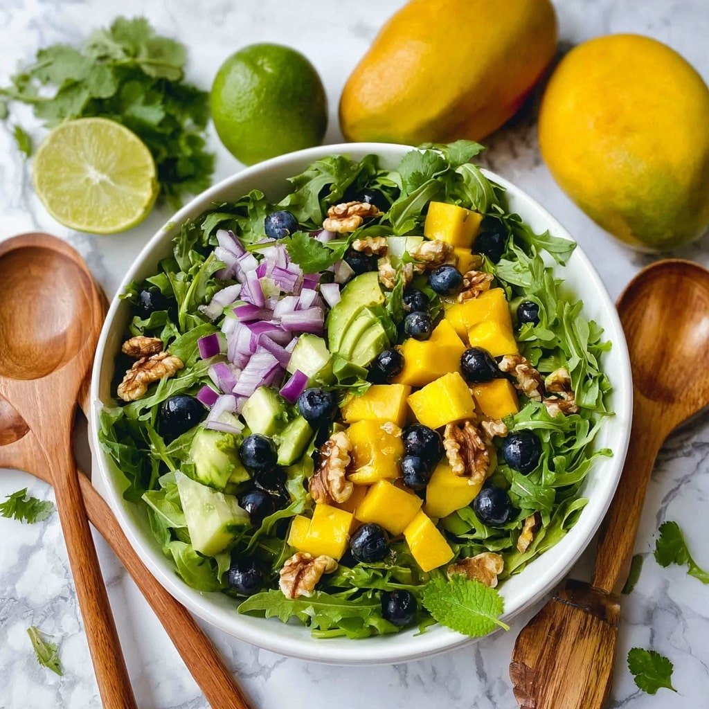 Fresh Mango Cucumber Salad with Blueberries Recipe - Article Image 2 — Fresh Mango Cucumber Salad with Blueberries, Mango Cucumber Blueberry Salad, Summer Fruit Salad with Mango and Blueberries, Healthy Mango Cucumber Salad, Refreshing Blueberry Mango Side Dish