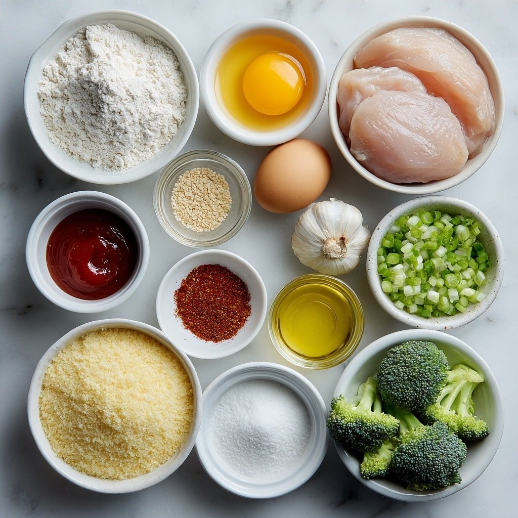 Sticky Honey Sesame Chicken Recipe - Ingredients Image — Sticky Honey Sesame Chicken, crispy chicken with honey sesame sauce, easy honey sesame chicken, flavorful Asian chicken dish, quick weeknight chicken recipe