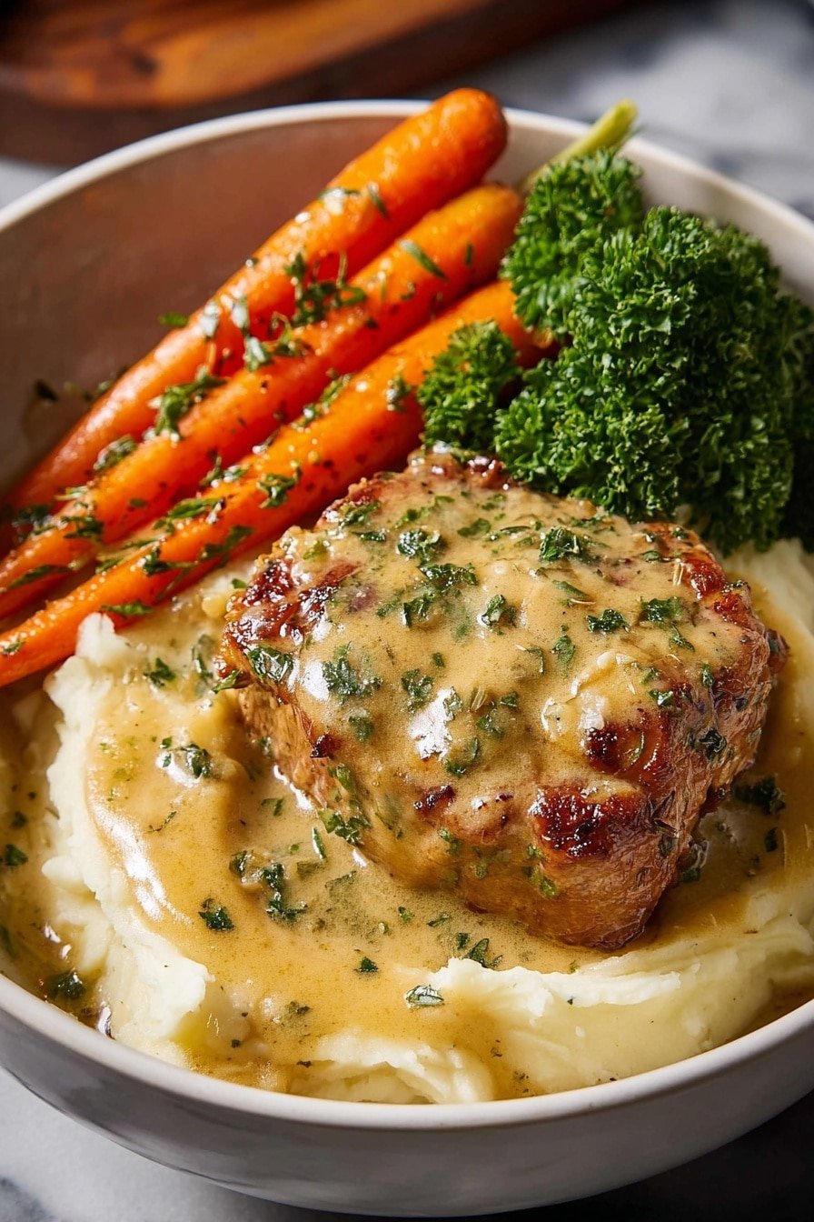 Creamy Herb Chicken with Mashed Potatoes Recipe - Article Image 2 — Creamy Herb Chicken with Mashed Potatoes, Creamy Herb Chicken recipe, Comforting chicken dinner, Easy herb chicken recipe, Fluffy mashed potatoes recipe