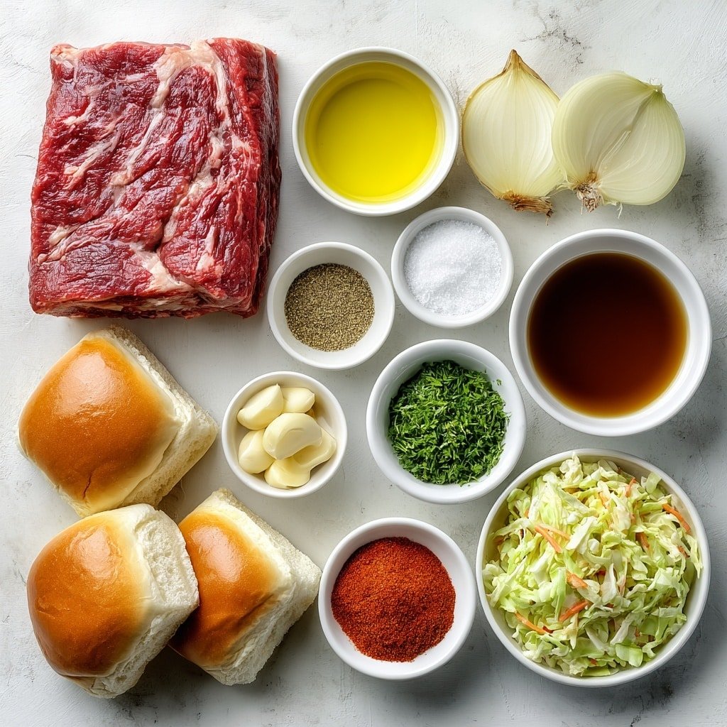 Slow Cooker Pulled Beef Sandwiches Recipe - Ingredients Image — Slow Cooker Pulled Beef Sandwiches, easy pulled beef sandwiches, tender beef sandwiches, slow cooker sandwich recipes, flavorful beef sandwiches