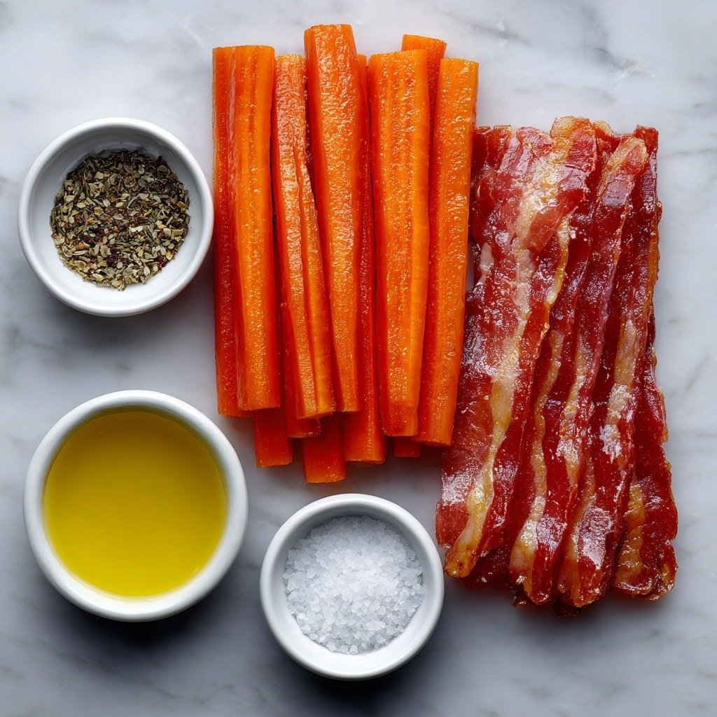 Beef Bacon Wrapped Carrots Recipe - Ingredients Image — Beef Bacon Wrapped Carrots, savory vegetable side dishes, easy appetizer recipes, flavorful bacon-wrapped vegetables, quick weeknight sides