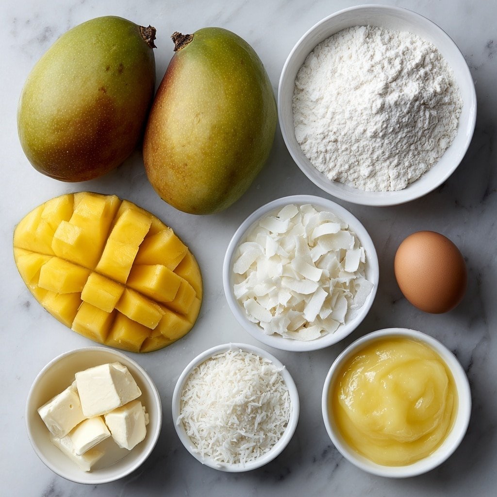 Mango Cookies with White Chocolate and Coconut Recipe - Ingredients Image — Mango Cookies with White Chocolate and Coconut, tropical cookie recipe, mango dessert cookies, white chocolate coconut cookies, easy tropical cookies