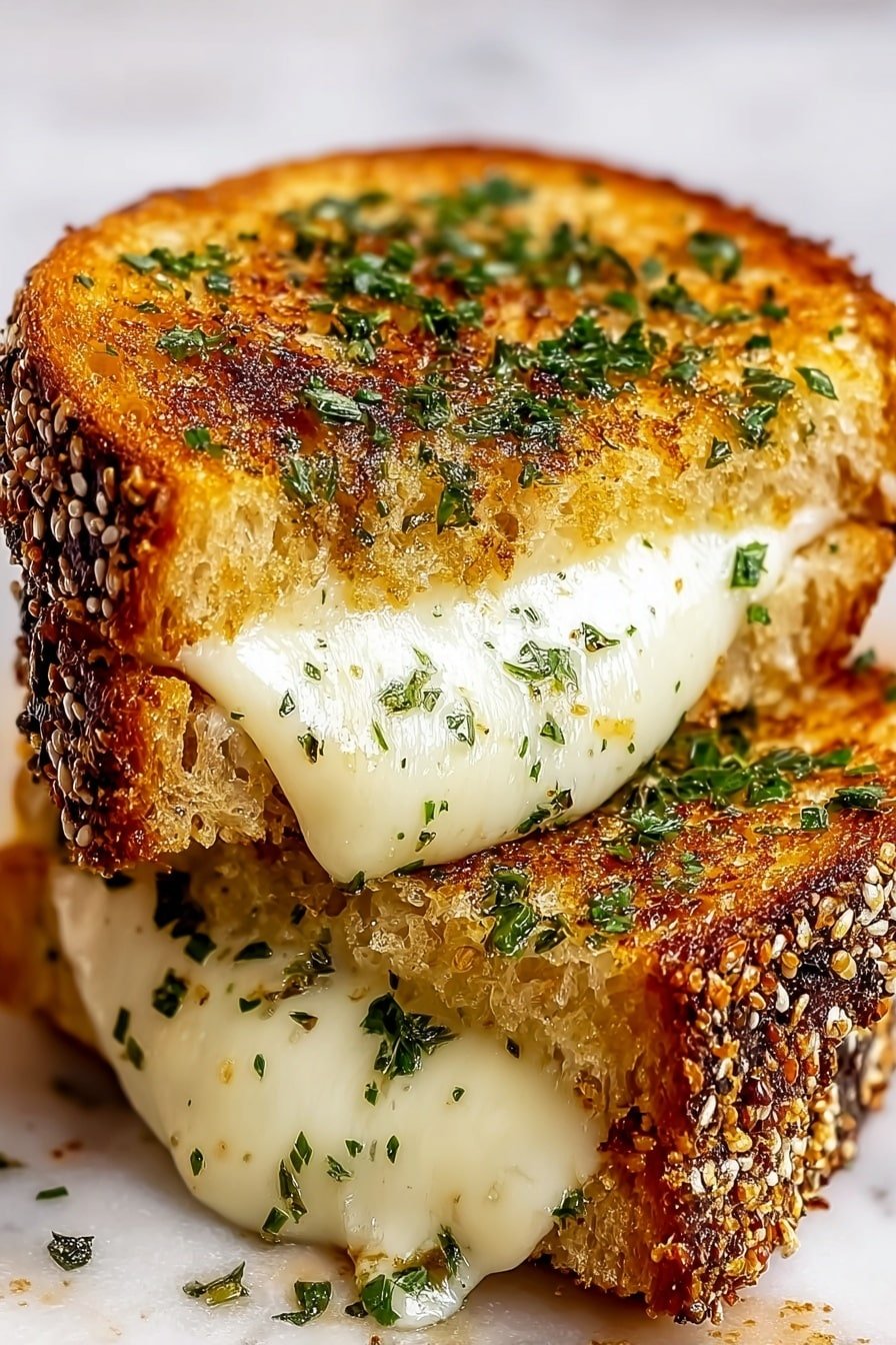 Garlic Bread Grilled Cheese Sandwich Recipe - Article Image 2 — Garlic Bread Grilled Cheese Sandwich, garlic bread grilled cheese, cheesy garlic bread sandwich, how to make garlic bread grilled cheese, best grilled cheese with garlic