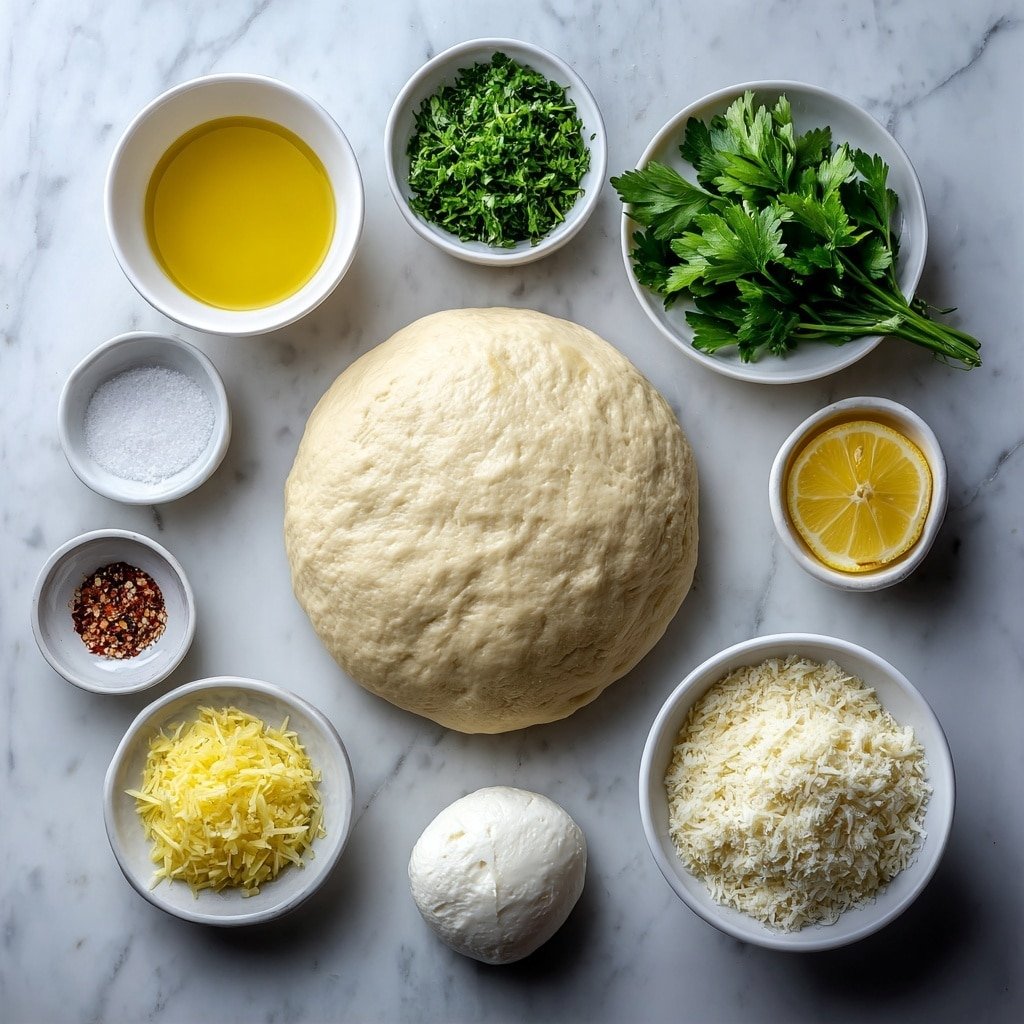 Lemon Herb Pizza with Mozzarella Recipe - Ingredients Image — Lemon Herb Pizza with Mozzarella, Lemon Herb Pizza, Homemade Lemon Herb Pizza, Summer Herb Pizza, Easy Lemon Chicken Pizza