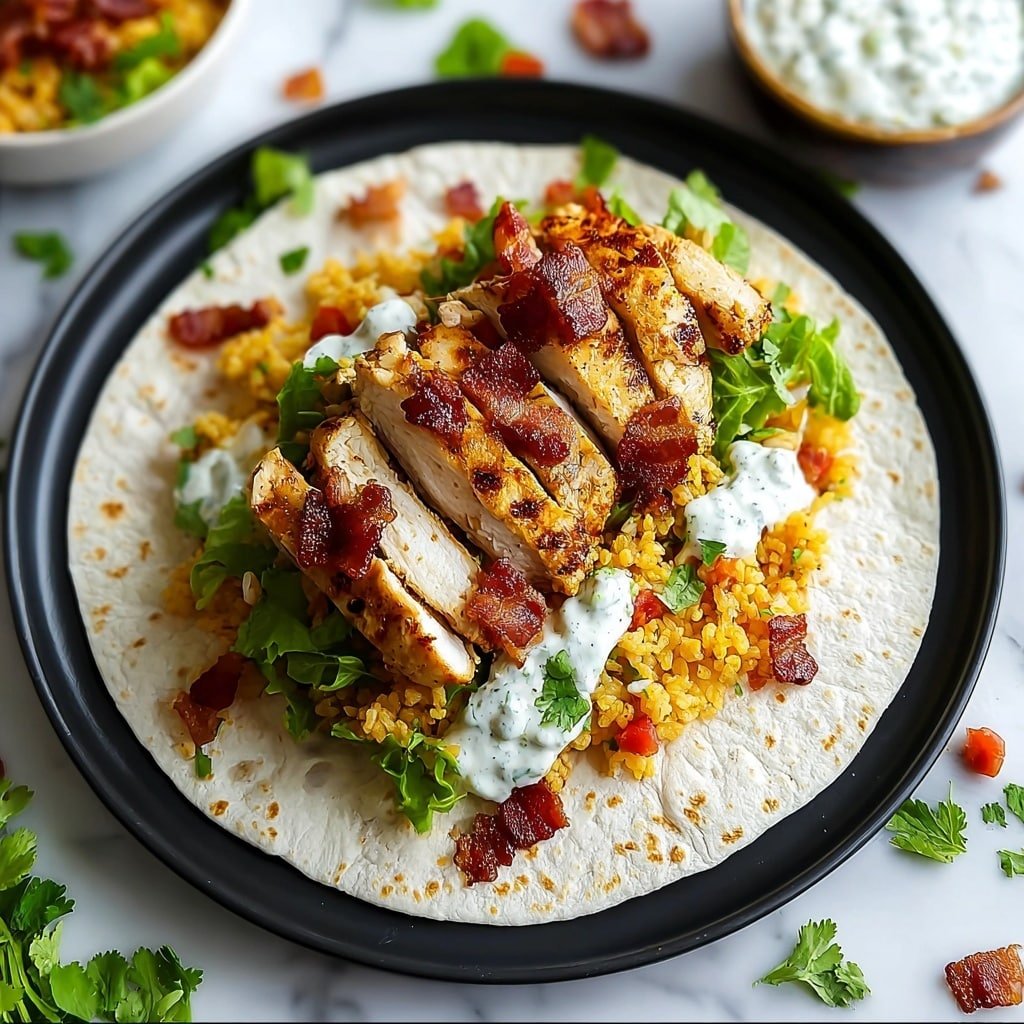 Crispy Chicken Bacon Ranch Wrap Recipe - Article Image 2 — Crispy Chicken Bacon Ranch Wrap, Chicken Wraps with Bacon and Ranch, Easy Chicken Wrap Recipes, Quick Lunch Wraps, Crunchy Chicken Wraps