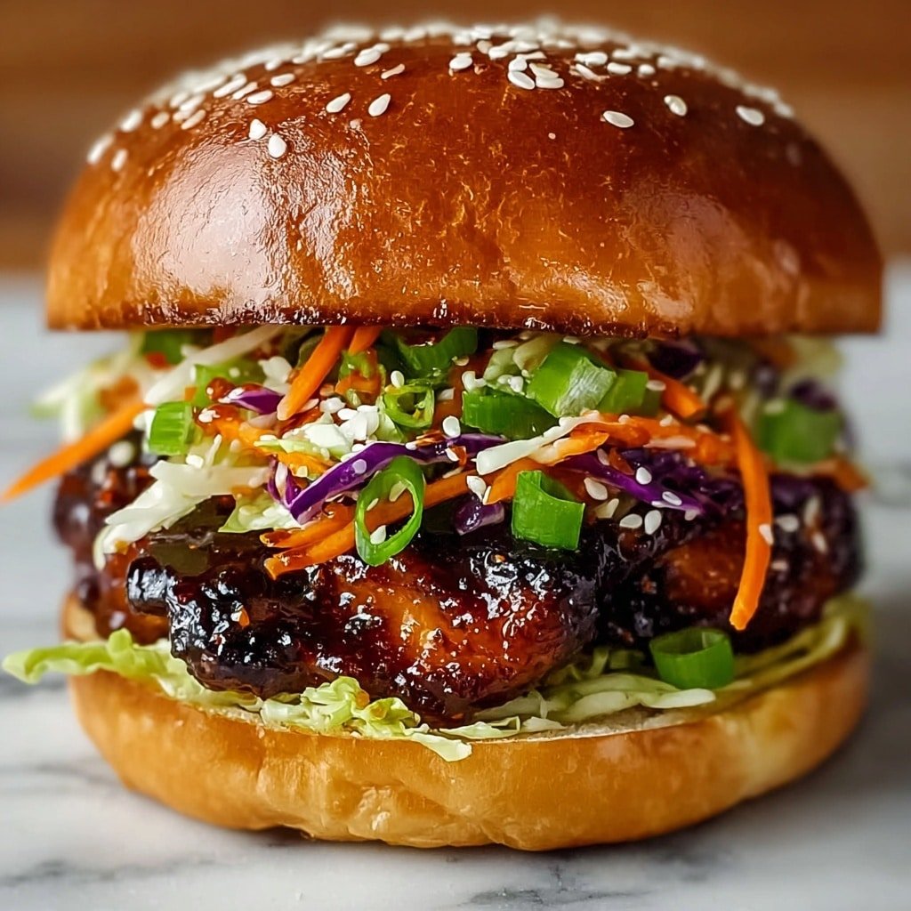 Korean BBQ Chicken Sandwich with Cabbage Slaw Recipe - Article Image 2 — Korean BBQ Chicken Sandwich with Cabbage Slaw, Korean BBQ Chicken Sandwich, Chicken Sandwich with Cabbage Slaw, Easy Korean Chicken Sandwich, Korean-inspired sandwich recipes