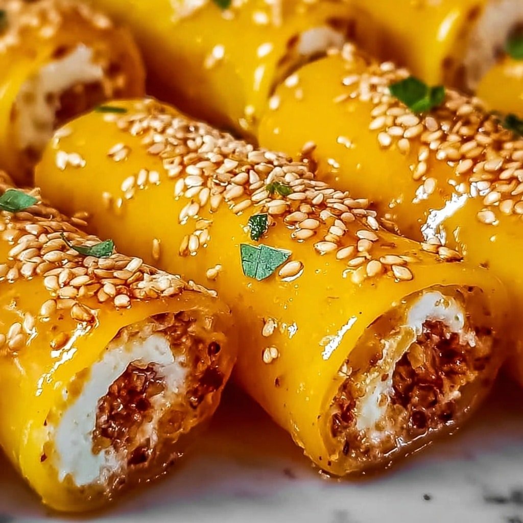Oven Fried Feta Rolls with Chili Honey Recipe - Article Image 1 — Oven Fried Feta Rolls with Chili Honey, baked feta appetizers, Mediterranean feta snack, crispy phyllo feta bites, spicy honey glazed rolls