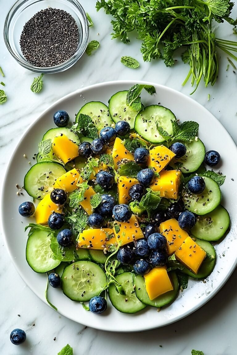 Mango Cucumber Salad with Blueberries and Avocado Recipe