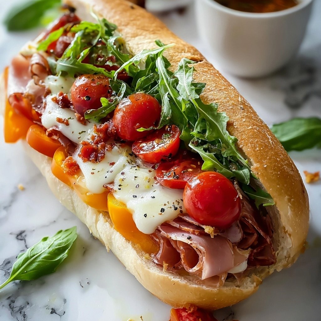 Baked Italian Grinder Sandwiches Recipe - Article Image 1 — Baked Italian Grinder Sandwiches, Italian grinder sandwich recipe, baked sandwich ideas, homemade Italian subs, savory baked sandwich