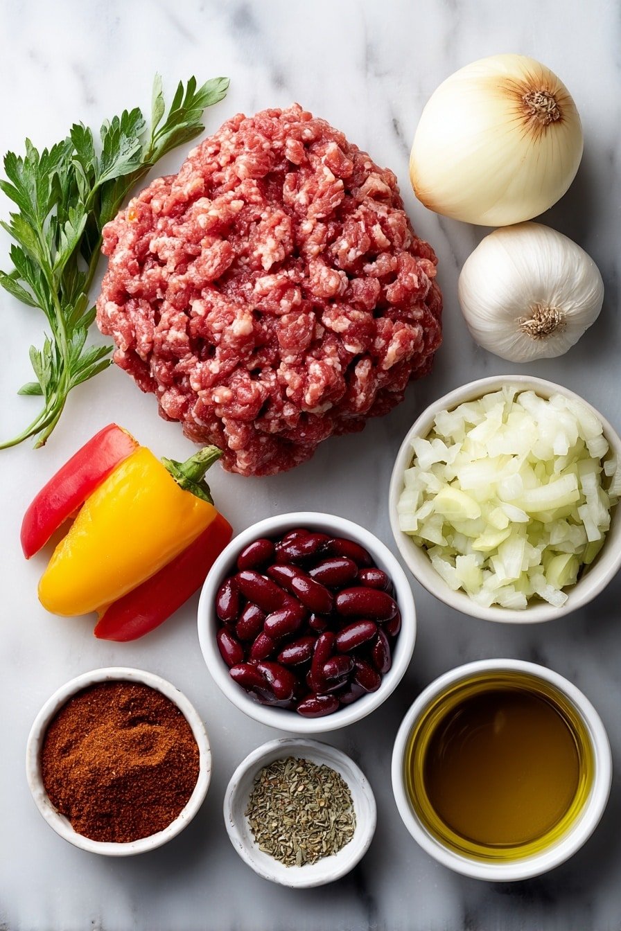 Easy Classic Beef Chili Recipe - Ingredients Image — Classic Beef Chili, easy beef chili, hearty chili recipe, quick beef chili, comforting chili dinner