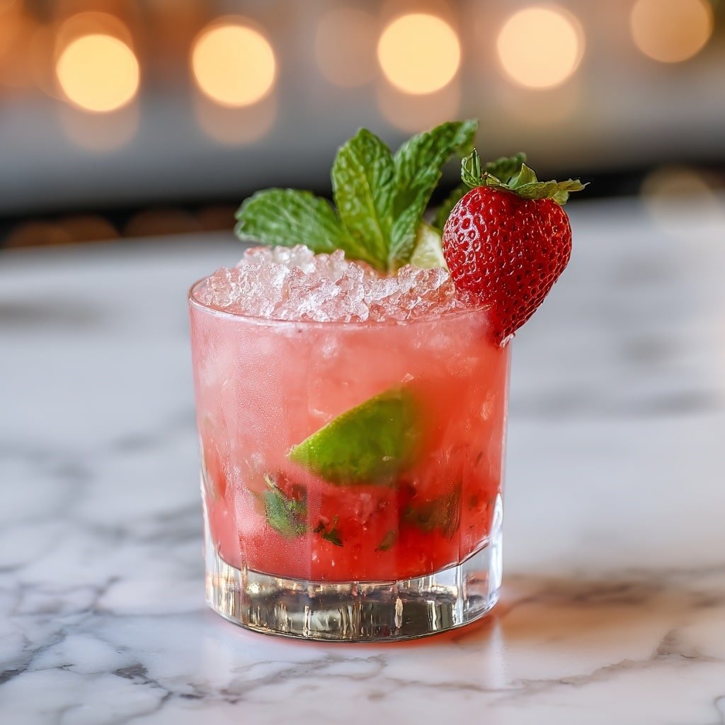 Pink Coconut Mojito Recipe - Article Image 2 — Pink Coconut Mojito, tropical pink mojito, strawberry coconut cocktail, refreshing pink mojito, easy coconut mojito