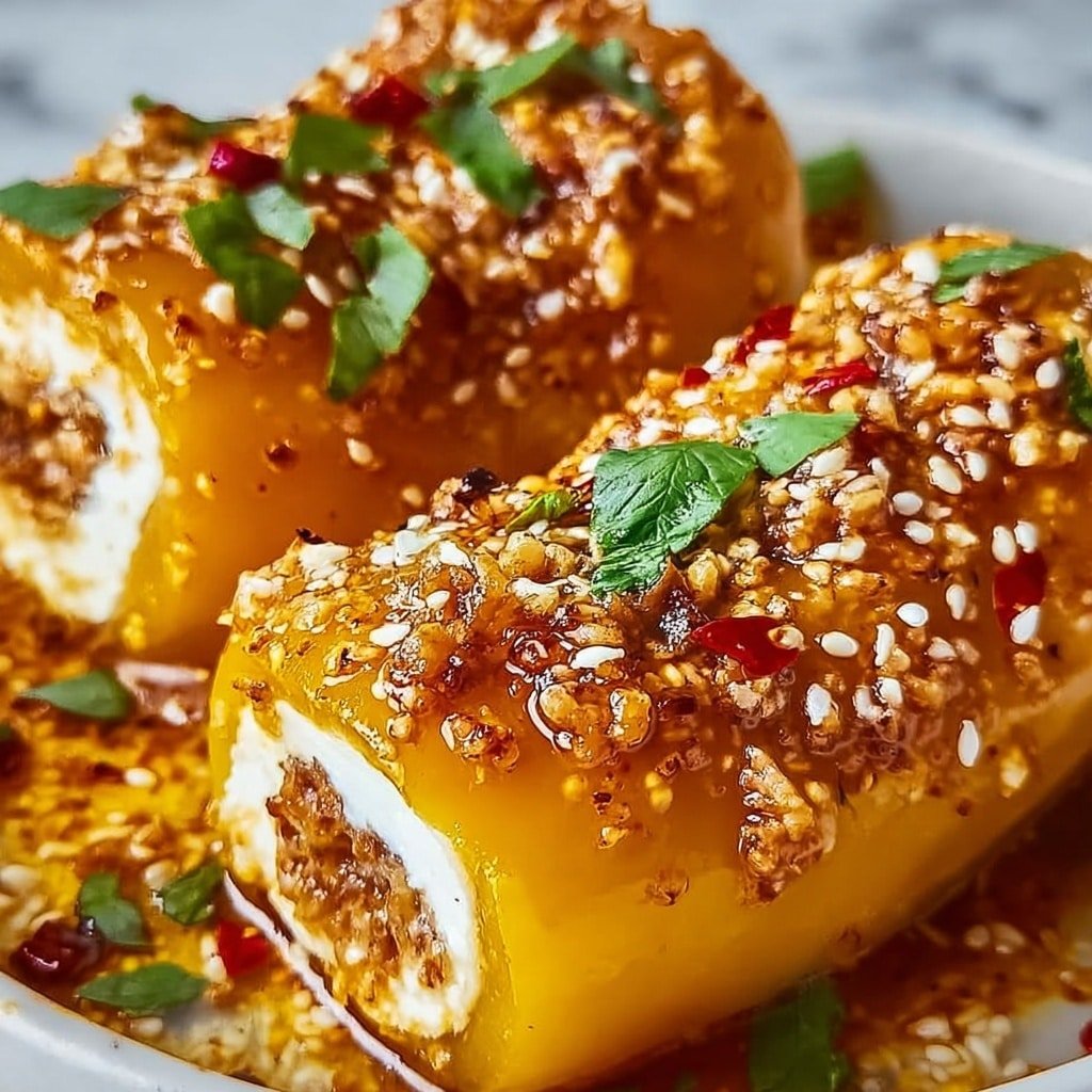 Oven Fried Feta Rolls with Chili Honey Recipe - Article Image 2 — Oven Fried Feta Rolls with Chili Honey, baked feta appetizers, Mediterranean feta snack, crispy phyllo feta bites, spicy honey glazed rolls