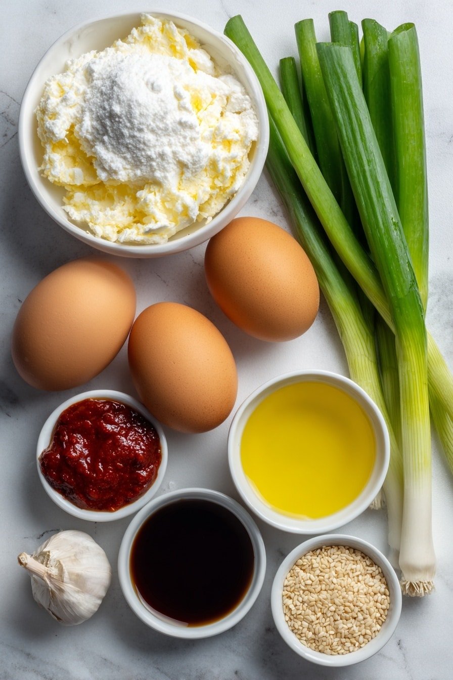 Spicy Gochujang Eggs Recipe - Ingredients Image — Spicy Gochujang Eggs, Gochujang Egg Bowls, Spicy Korean Eggs, Easy Gochujang Breakfast, Flavorful Egg Recipes