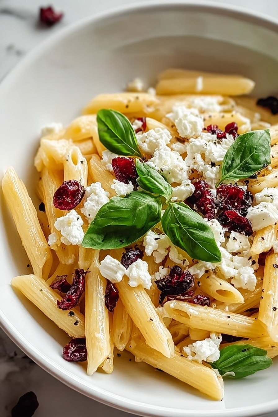 Feta Cranberry Penne Salad Recipe - Article Image 2 — Feta Cranberry Penne Salad, healthy pasta salad recipes, easy summer pasta salad, feta cheese salad, cranberry pasta salad