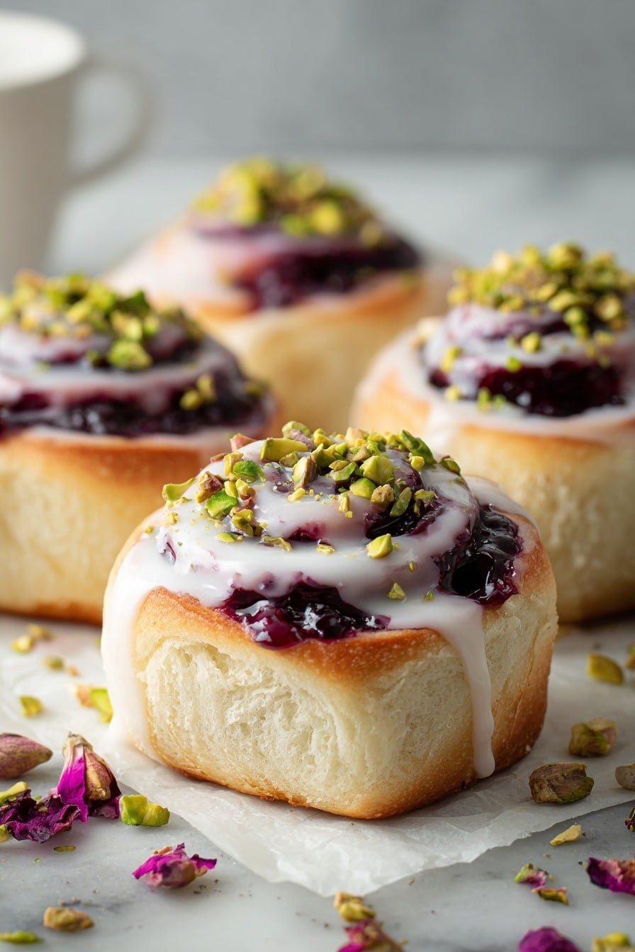 Raspberry Rose Cheesecake Buns Recipe - Article Image 2 — Raspberry Rose Cheesecake Buns, Raspberry Rose Buns, Cheesecake Buns with Raspberry and Rose Water, Soft Enriched Buns with Raspberry, Floral and Fruity Baked Buns