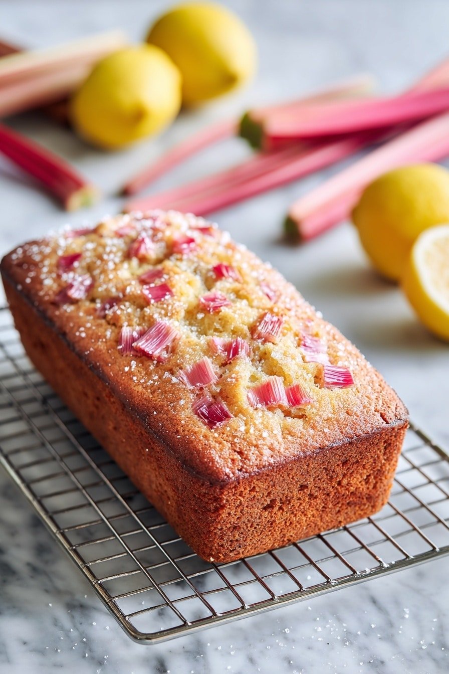 Lemon Rhubarb Bread Recipe - Article Image 2 — Lemon Rhubarb Bread, lemon rhubarb quick bread, tart and sweet bread, citrus fruit bread, breakfast bread with rhubarb