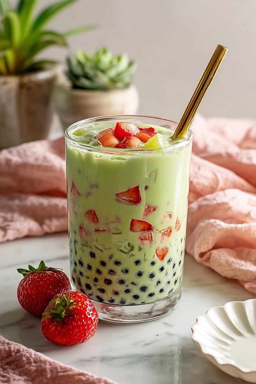 Strawberry Matcha Sago Drink Recipe - Article Image 2 — Strawberry Matcha Sago Drink, healthy matcha drinks, refreshing berry beverages, easy fruit drinks, Asian sago desserts