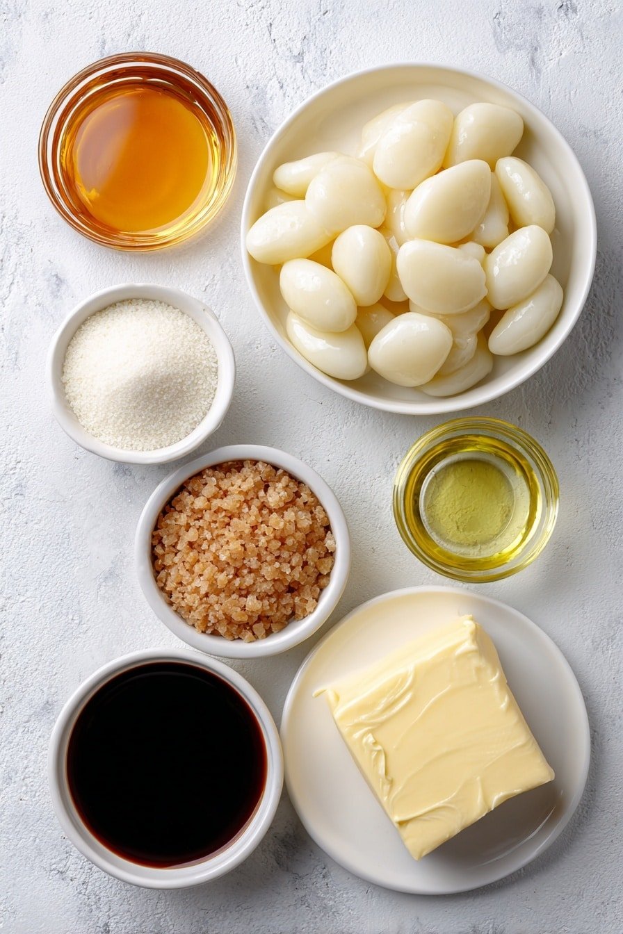 Sweet Soy Butter Korean Rice Cakes Recipe - Ingredients Image — Sweet Soy Butter Korean Rice Cakes, Korean rice cake recipes, easy Korean rice cake dish, comforting Korean snack, caramelized rice cake recipe