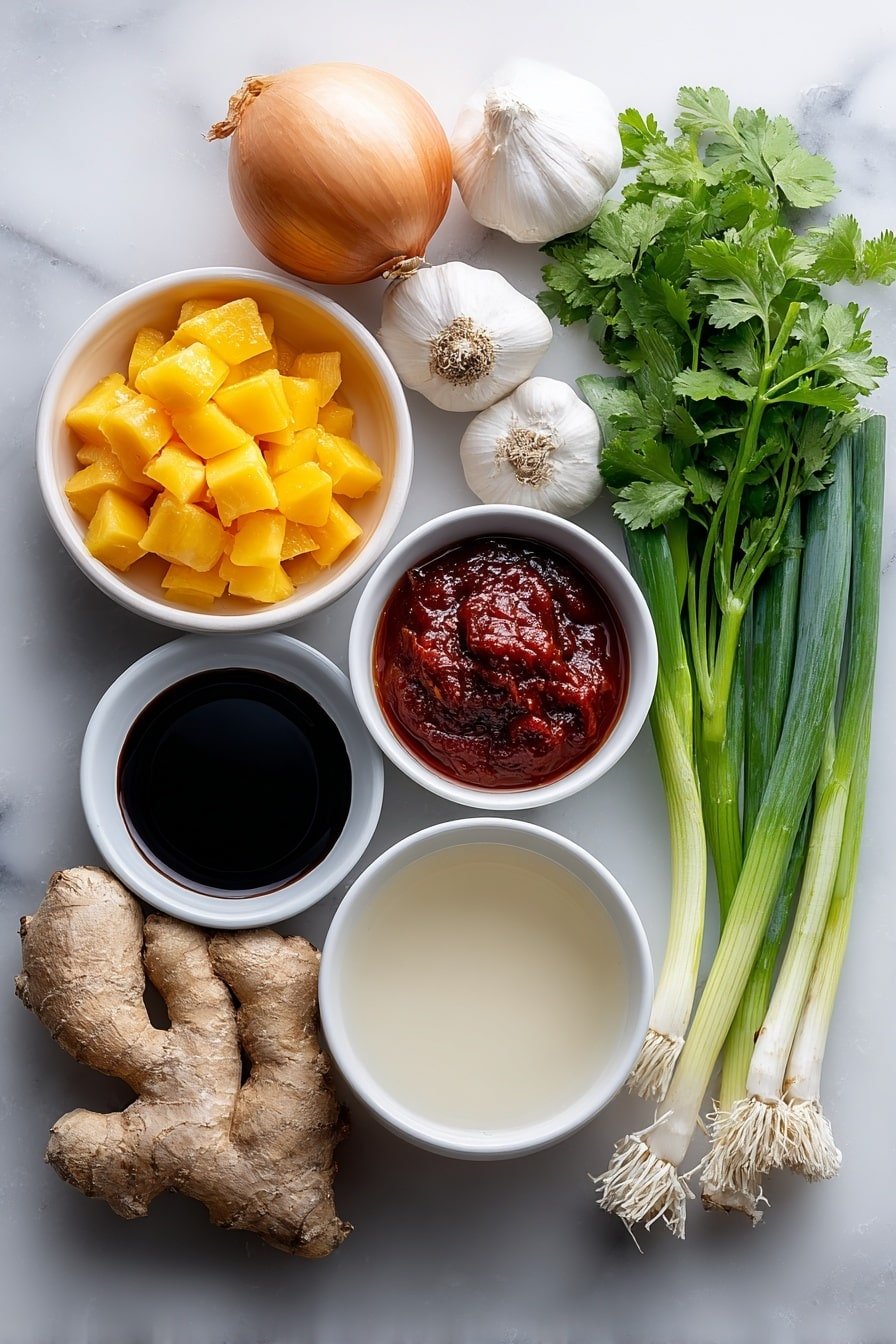 Spicy Miso Carrot Soup Recipe - Ingredients Image — Spicy Miso Carrot Soup, spicy miso soup, carrot soup recipe, healthy miso soup, vegan carrot soup