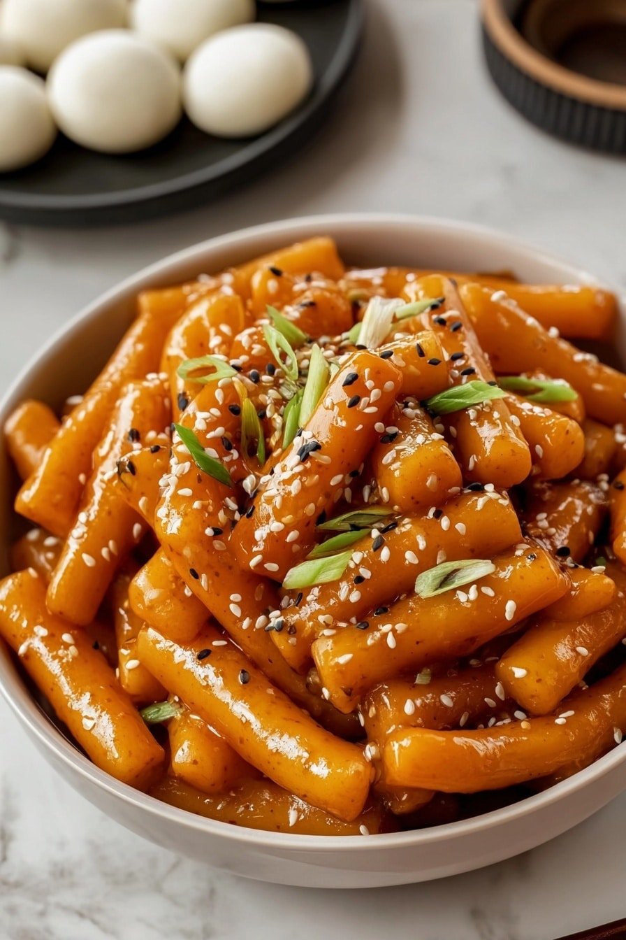 Sweet Soy Butter Korean Rice Cakes Recipe - Article Image 2 — Sweet Soy Butter Korean Rice Cakes, Korean rice cake recipes, easy Korean rice cake dish, comforting Korean snack, caramelized rice cake recipe