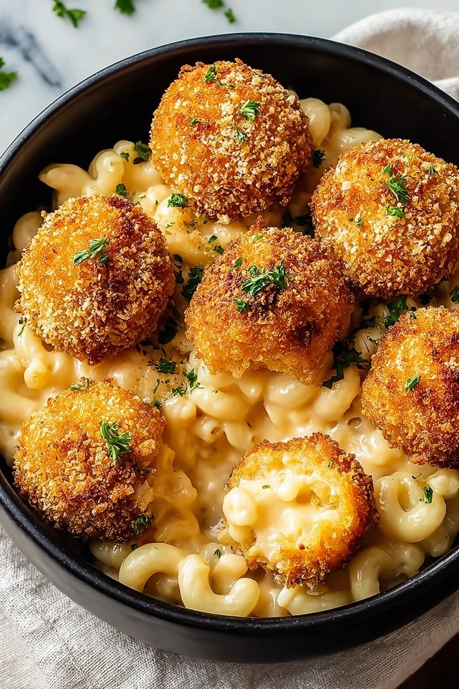 Air Fryer Mac and Cheese Balls Recipe - Article Image 1 — Air Fryer Mac and Cheese Balls, cheesy air fryer snacks, crispy cheese balls recipe, easy air fryer appetizers, quick comfort food snacks