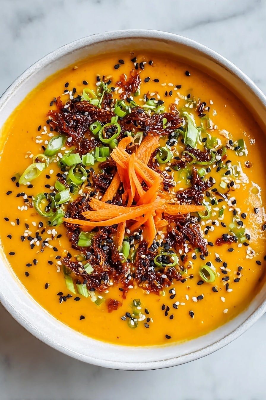 Spicy Miso Carrot Soup Recipe - Article Image 2 — Spicy Miso Carrot Soup, spicy miso soup, carrot soup recipe, healthy miso soup, vegan carrot soup