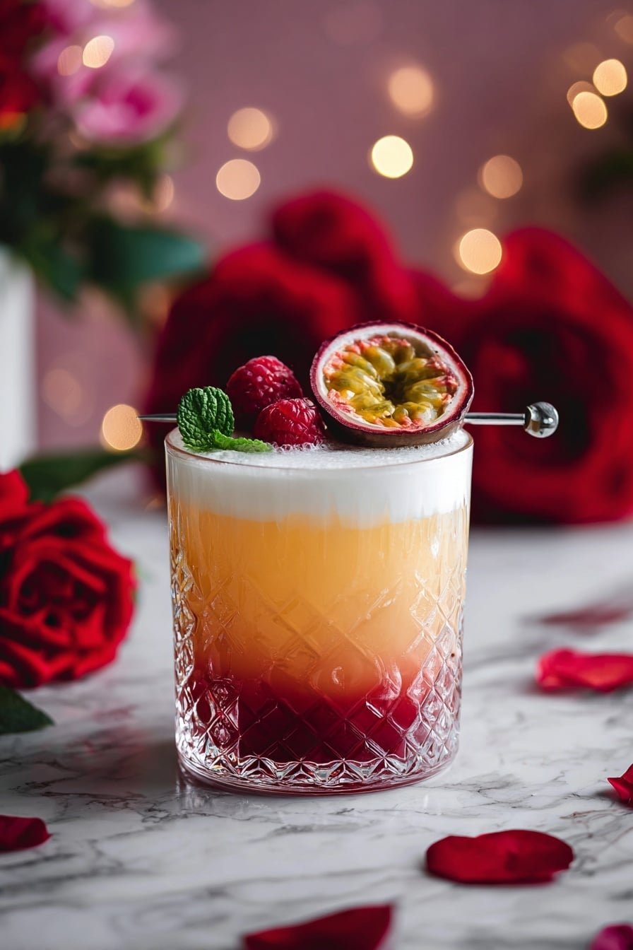 Raspberry Passionfruit Tequila Sour Recipe - Article Image 1 — Raspberry Passionfruit Tequila Sour, raspberry passionfruit cocktail, tequila sour recipe, fruity tequila cocktails, raspberry passionfruit drink