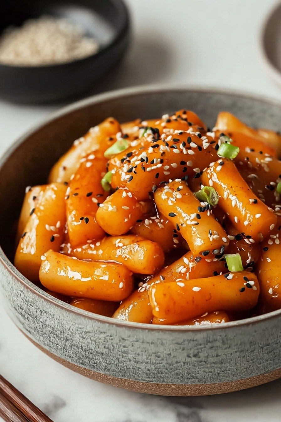 Sweet Soy Butter Korean Rice Cakes Recipe - Article Image 1 — Sweet Soy Butter Korean Rice Cakes, Korean rice cake recipes, easy Korean rice cake dish, comforting Korean snack, caramelized rice cake recipe
