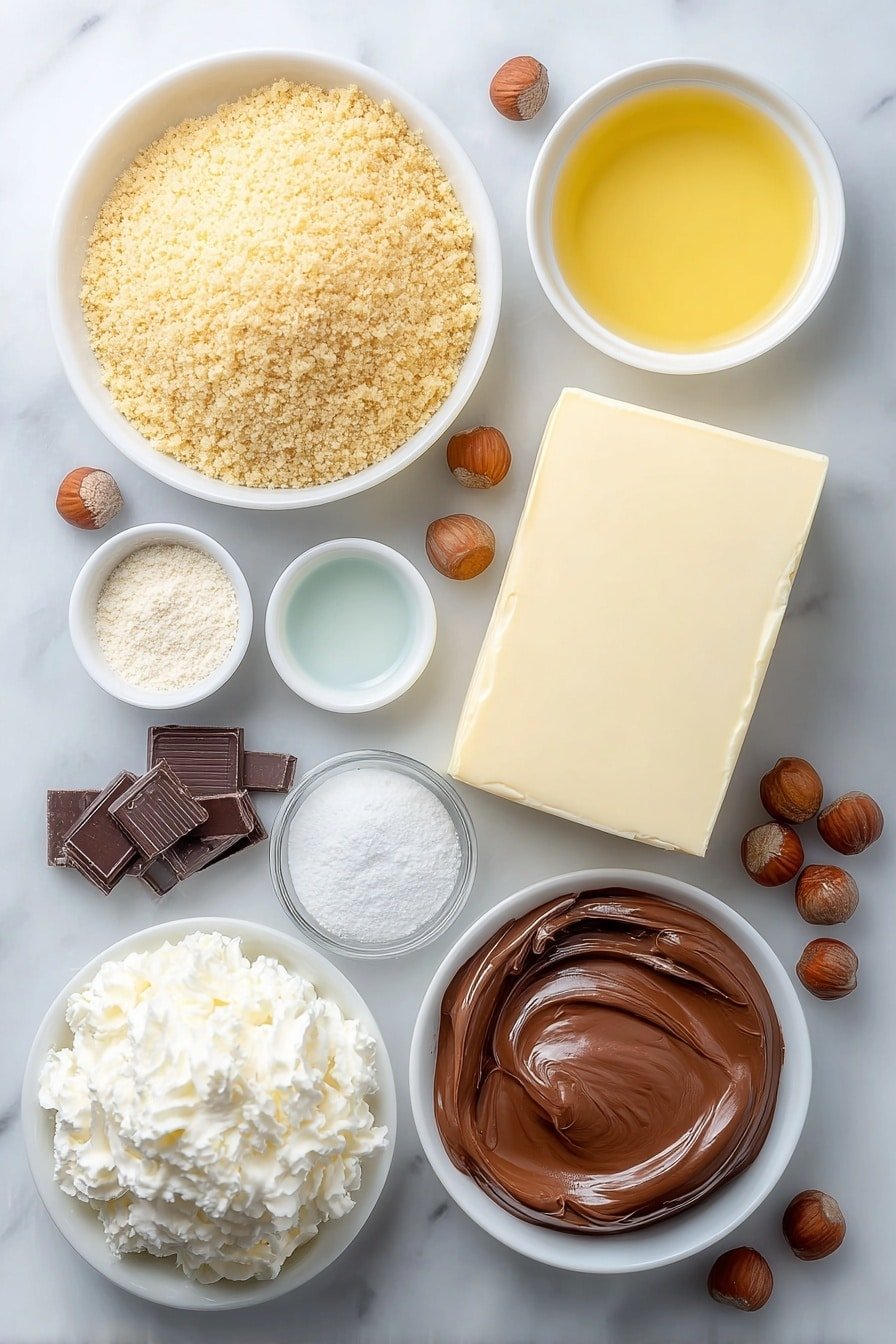 Nutella Cheesecake Recipe - Ingredients Image — Nutella Cheesecake, Nutella Cheesecake recipe, no-bake Nutella cheesecake, easy Nutella dessert, creamy Nutella cheesecake