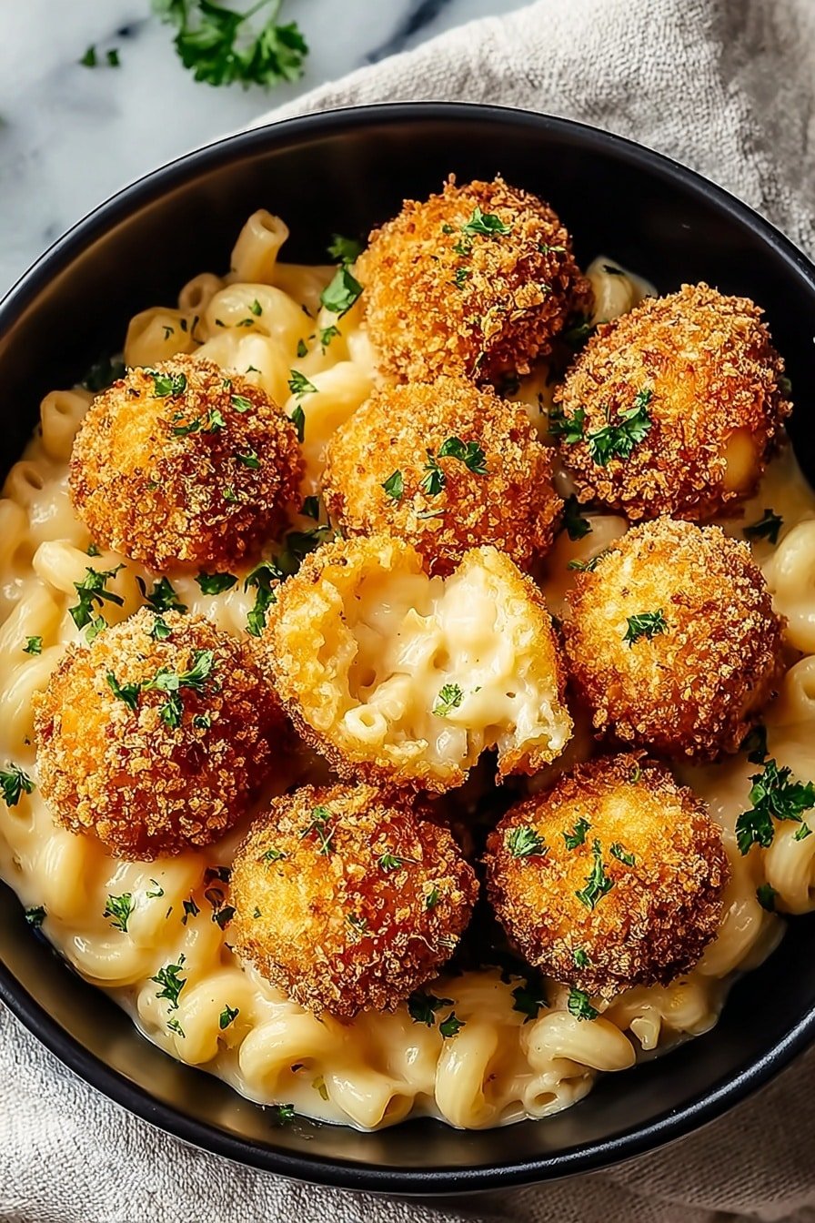 Air Fryer Mac and Cheese Balls Recipe - Article Image 2 — Air Fryer Mac and Cheese Balls, cheesy air fryer snacks, crispy cheese balls recipe, easy air fryer appetizers, quick comfort food snacks