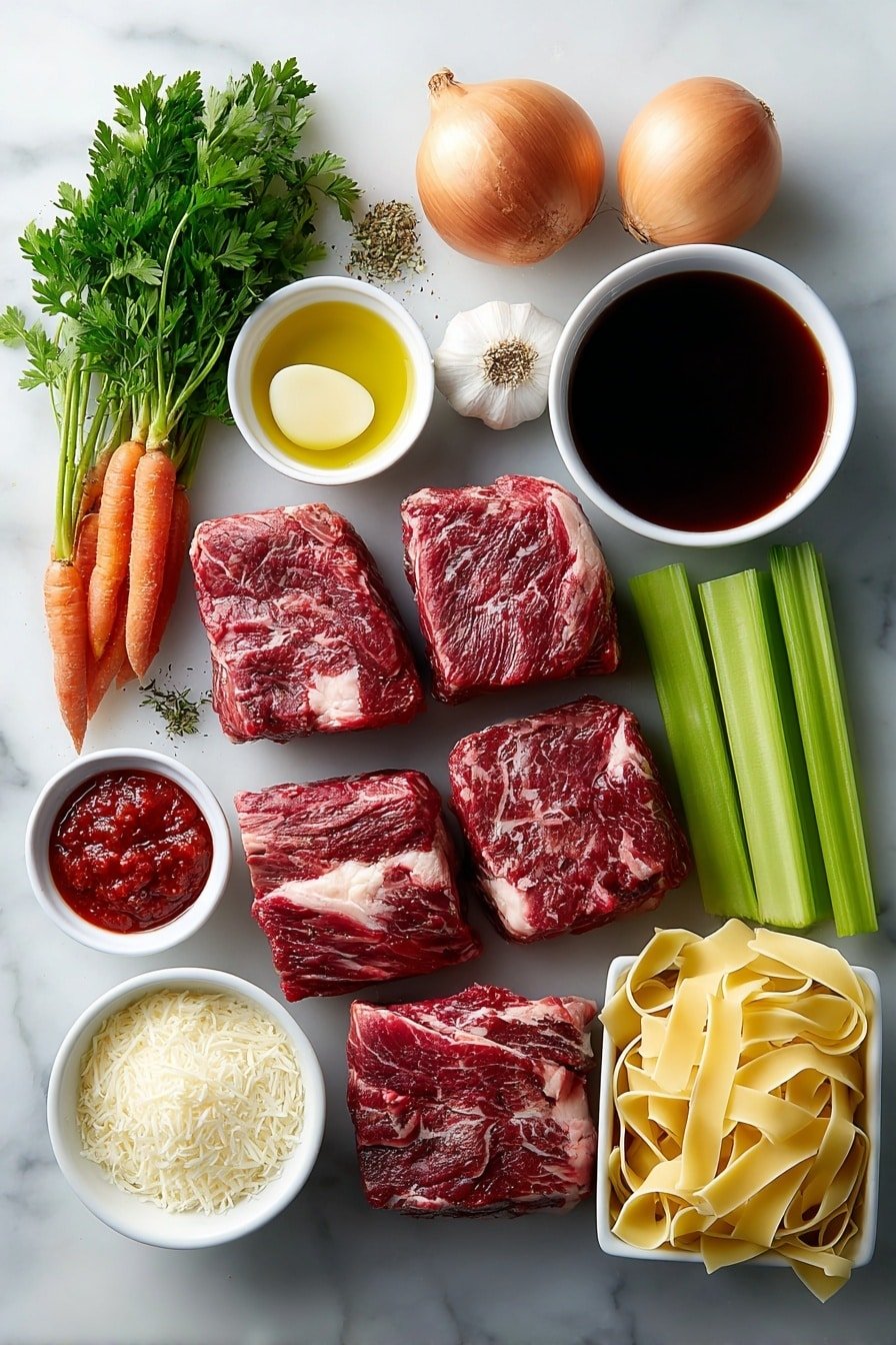 Beef Ragu Pasta Recipe - Ingredients Image — Beef Ragu Pasta, beef ragu sauce, hearty pasta recipes, Italian beef pasta, slow-simmered beef ragu