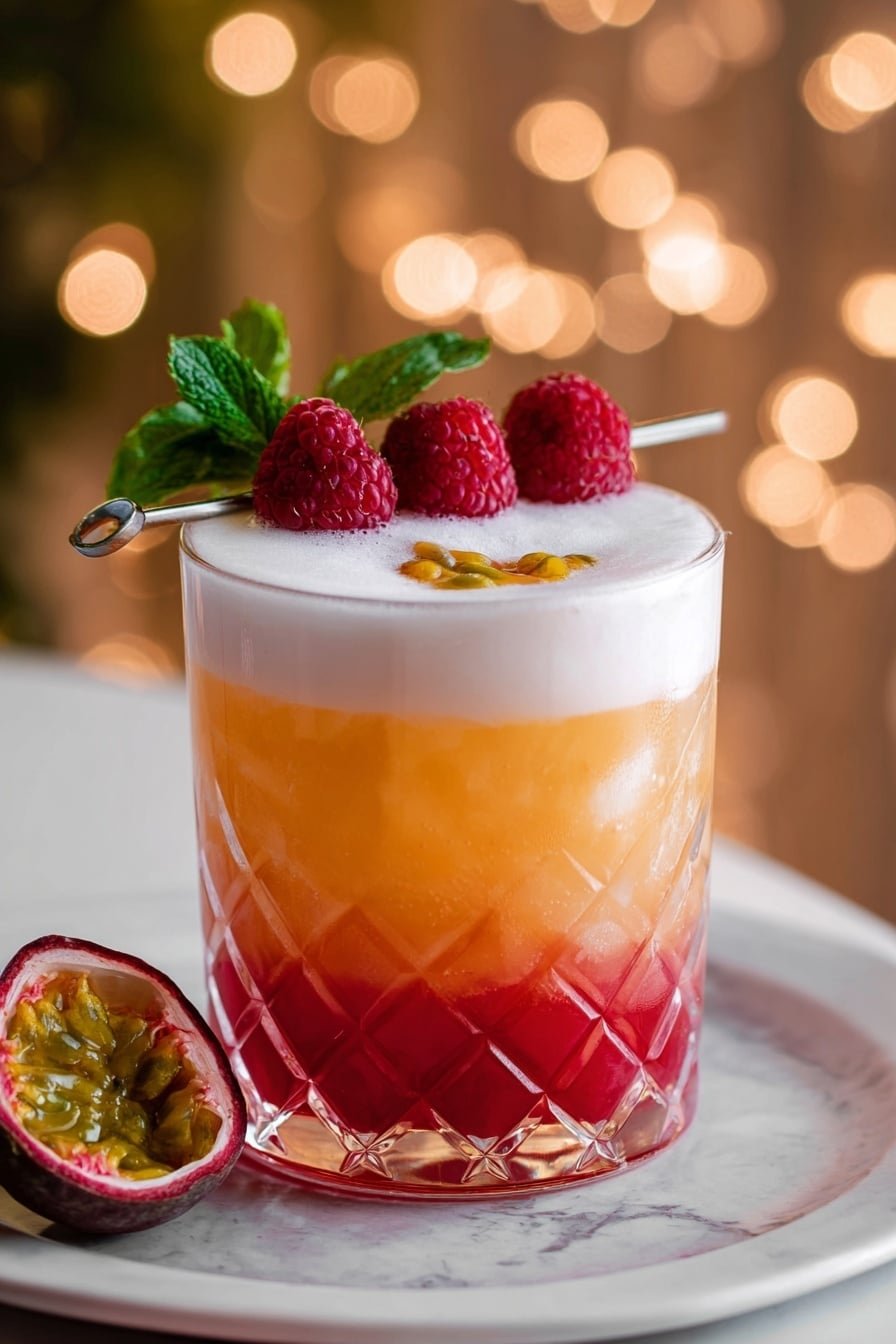 Raspberry Passionfruit Tequila Sour Recipe - Article Image 2 — Raspberry Passionfruit Tequila Sour, raspberry passionfruit cocktail, tequila sour recipe, fruity tequila cocktails, raspberry passionfruit drink